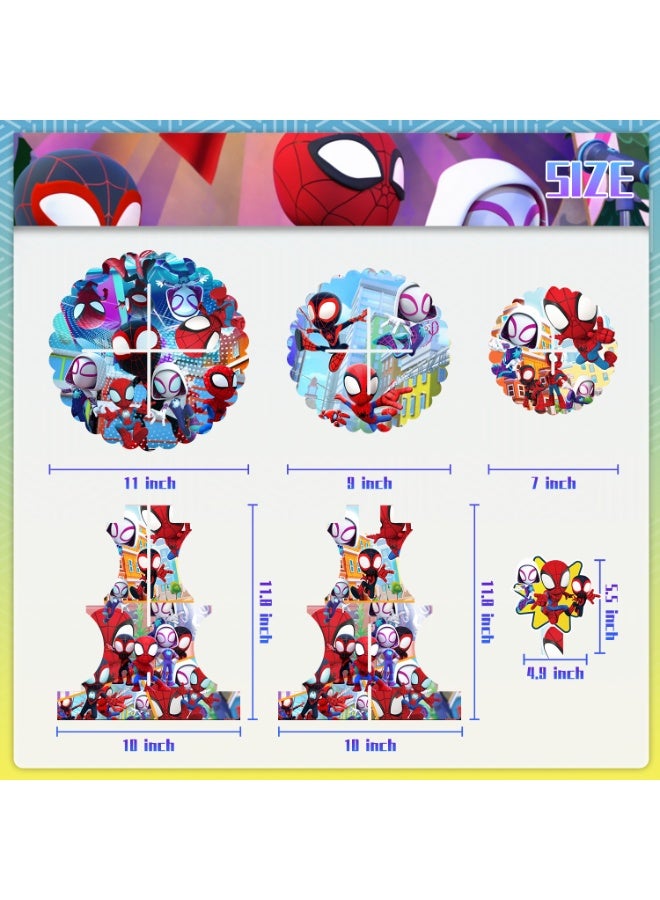ILovhaprty 25pcs Spider-Man Cake Decoration Set – 3-Tier Spider-Man Cake Stand with Cupcake Wrappers and Cake Toppers, Spider-Man Birthday Party Supplies for Superhero Theme Dessert Table Decorations - Image 3